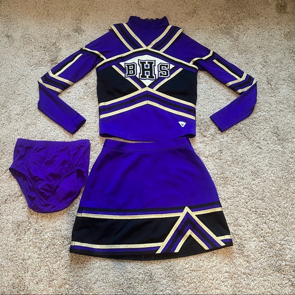 Varsity Other Purple Gold Black Varsity Real Authentic High School Cheerleading Uniform